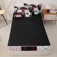 thumbnail image 4 of Homewish Baseball Patchwork Zipper Full Size Comforter Sets with Fitted Sheet and 2 Pillowcases, Red Buffalo Zipper Bedding Set for Men and Women, Black Reversible, 4-Piece, 4 of 6