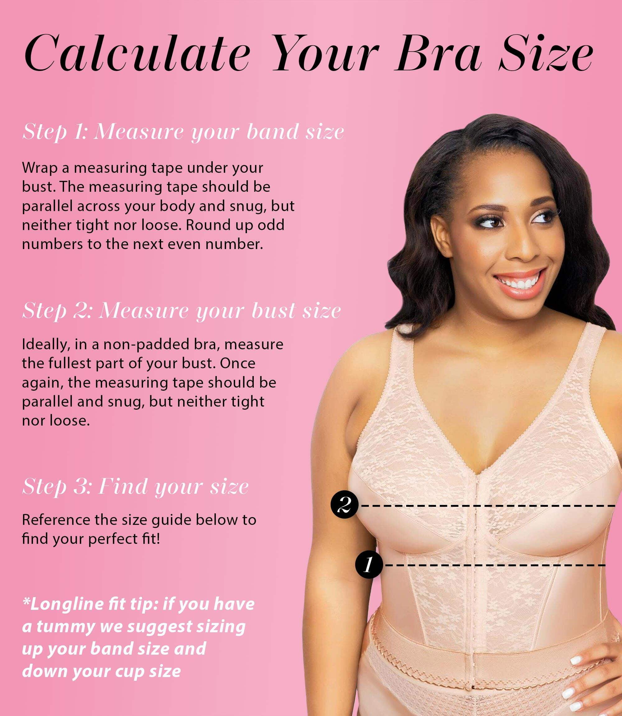 Exquisite Form 5107565 Fully® Slimming Wireless Back  Posture Support Longline Bra with Front Closure  Lace