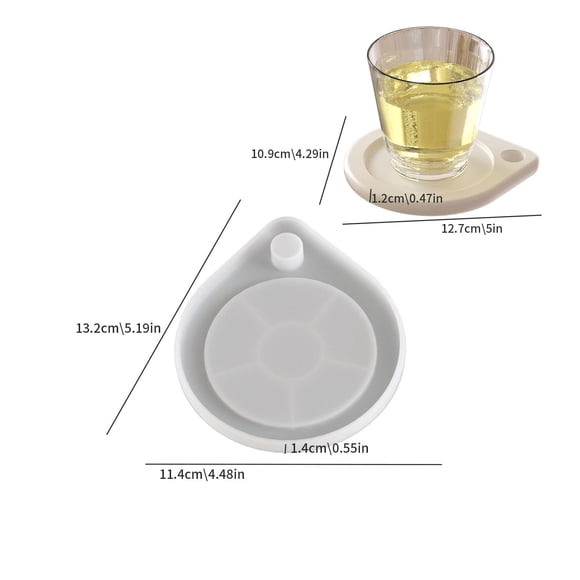 Molde de bandeja de posavasos de gota de agua de silicona simple con orificio for colgar for manualidades DIY