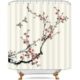 thumbnail image 5 of Cherry Blossom Shower Curtain 72Wx72H Inch Floral Sakura Pink Plum Buds Asian Style Japanese Chinese Painting Birds Fabric Polyester Waterproof Fabric 12 Pack Plastic Hooks RY-OUCG, 5 of 6