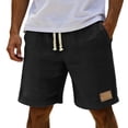 thumbnail image 2 of Men's Breathable Cotton Shorts, Lightweight Drawstring Shorts for Beach with Pockets , Vacation and Casual Wear Black XL, 2 of 9