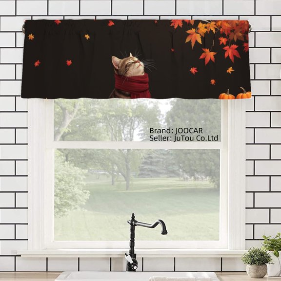 JOOCAR Autumn Maple Leaf Polyester Window Valance Curtain for Home Kitchen Living Room Bedroom Bathroom Decor 54x18 inch