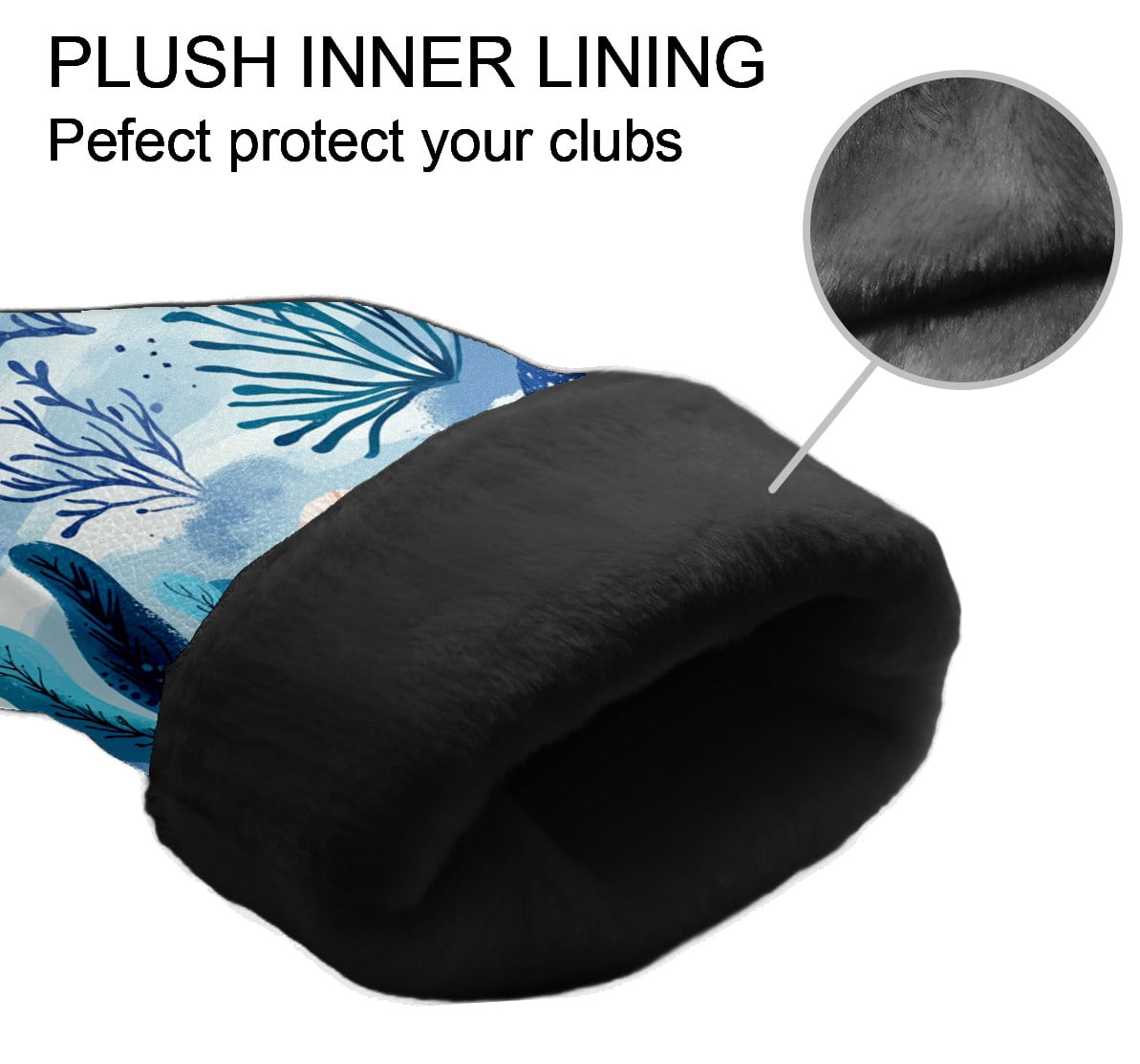 Golf Club Covers PU Leather Waterproof Head Covers for Fairway Woods Hybrids Marine Plants