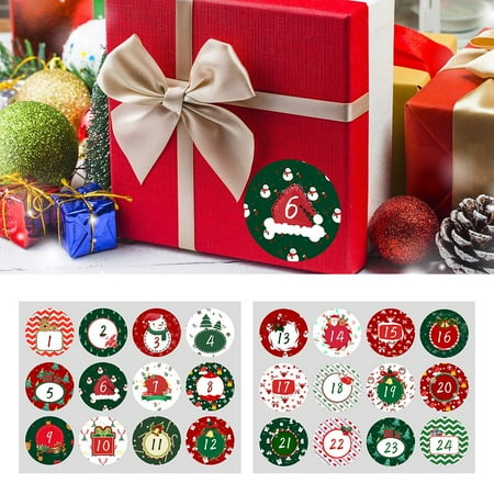 Number 1-24 Christmas Countdown Stickers Gift Sealers Cartoon Stickers ...