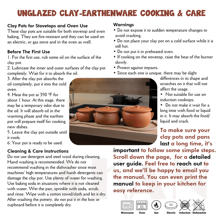 Hakan Handmade Clay Pot with Lid, Natural Unglazed Earthen Cookware,  Terracotta Pot, Casserole Dish, Rice Cooking, Clay Pot, Terracotta Pan,  Korean, Indian, Mexican Dish, Large, 7.6 Quarts (7.2 L) 