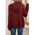 thumbnail image 2 of I AM A FASHION JUNKY Red Dahlia Ribbed Zip Up Front Drawstring Hoodie (RedDahlia, L, 85%Polyester+10%Viscose+5%Elastane), 2 of 8
