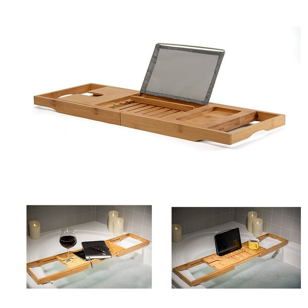 Luxury Bathtub Caddy Tray Bath And Bed Tray Natural Bamboo Color Keep Steady Your Book Tablet Or Smartphone Walmart Com Walmart Com