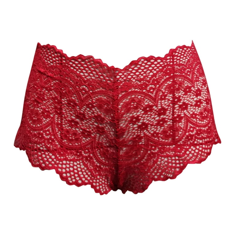 Entyinea Women's Cotton Bikini Brief Underwear Plus Size Microfiber Slip  Short Underwear Red XL