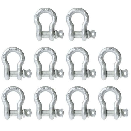 

Anchor Shackle - Screw Pin - 3/16 Galvanized Steel - .35 Ton - 10 P