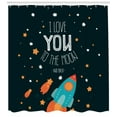 thumbnail image 3 of Ambesonne I Love You Shower Curtain, Rocket Cosmic Love, 69"Wx75"L, Multicolor, 3 of 3