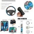 thumbnail image 7 of Jeiento Sea Turtle Car Seat Covers Set 13 Pcs Steering Wheel Cover Car Seat Belt Cover Car Trash Can Car Rear View Mirror Cover Floral Car Cup Coasters Keychain Lipstick Covers for SUV Sedan, 7 of 7