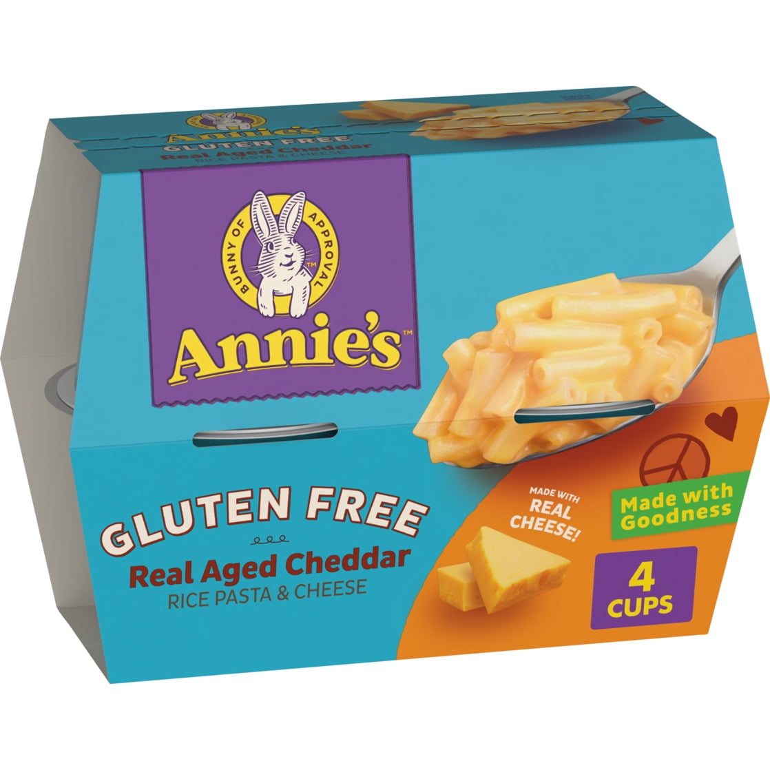 Annie's Gluten Free Macaroni and Cheese, Rice Pasta and Real Aged Cheddar, 4 Cups, 8.04 oz