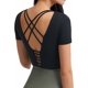 thumbnail image 2 of Tops Cortos de Entrenamiento para Mujer Camisetas de Yoga Acolchadas Sin Costuras Negro XL, 2 of 5