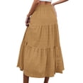 thumbnail image 5 of Gfyviroh Women's Midi Skirts Solid Color Pleated Ruffled Hem Flowy Skirts Casual High Waist Side Pockets A Line Skirts, 5 of 8