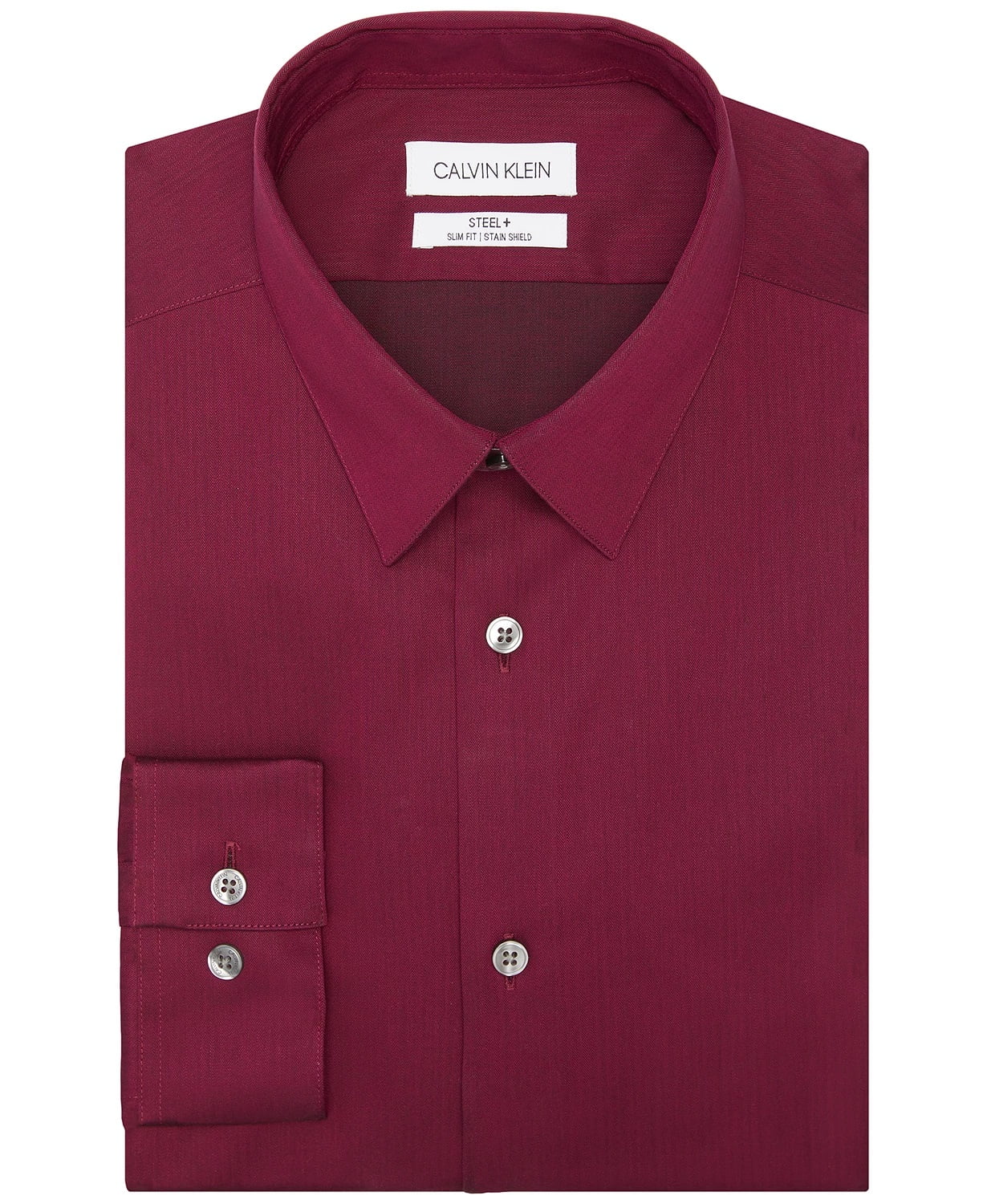 Calvin Klein Men's Slim-Fit Non-Iron Stain Shield Solid Dress Shirt,  Mulberry, 