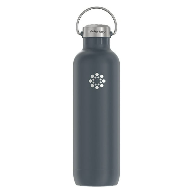 Botella Deportiva Lifefactory De Acero Inoxidable Con Aislamiento Al Vacío De 32 Onzas, Carbono