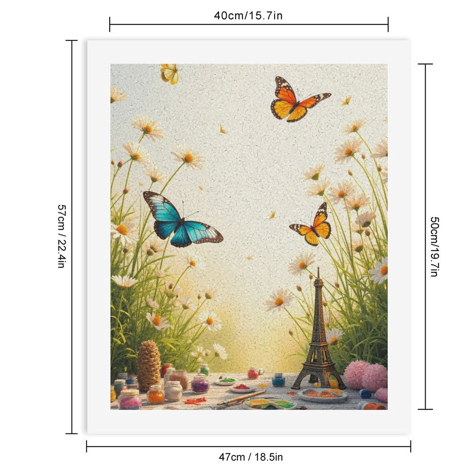 Paint By Numbers Kit for Adults Beginner - Butterflies Daisies Art Eiffel Tower DIY Canvas Painting Kits for Adults, Frameless Paint By Number for Adults for Home Wall Decor 16x20 Inch