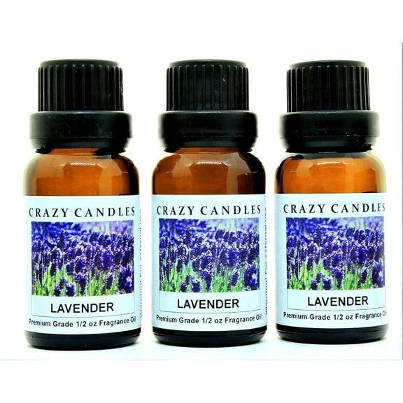 Crazy Candles Lavender 3 Bottles 1/2 FL Oz Each (15ml) Premium Grade Scented Fragrance Oils Made in USA