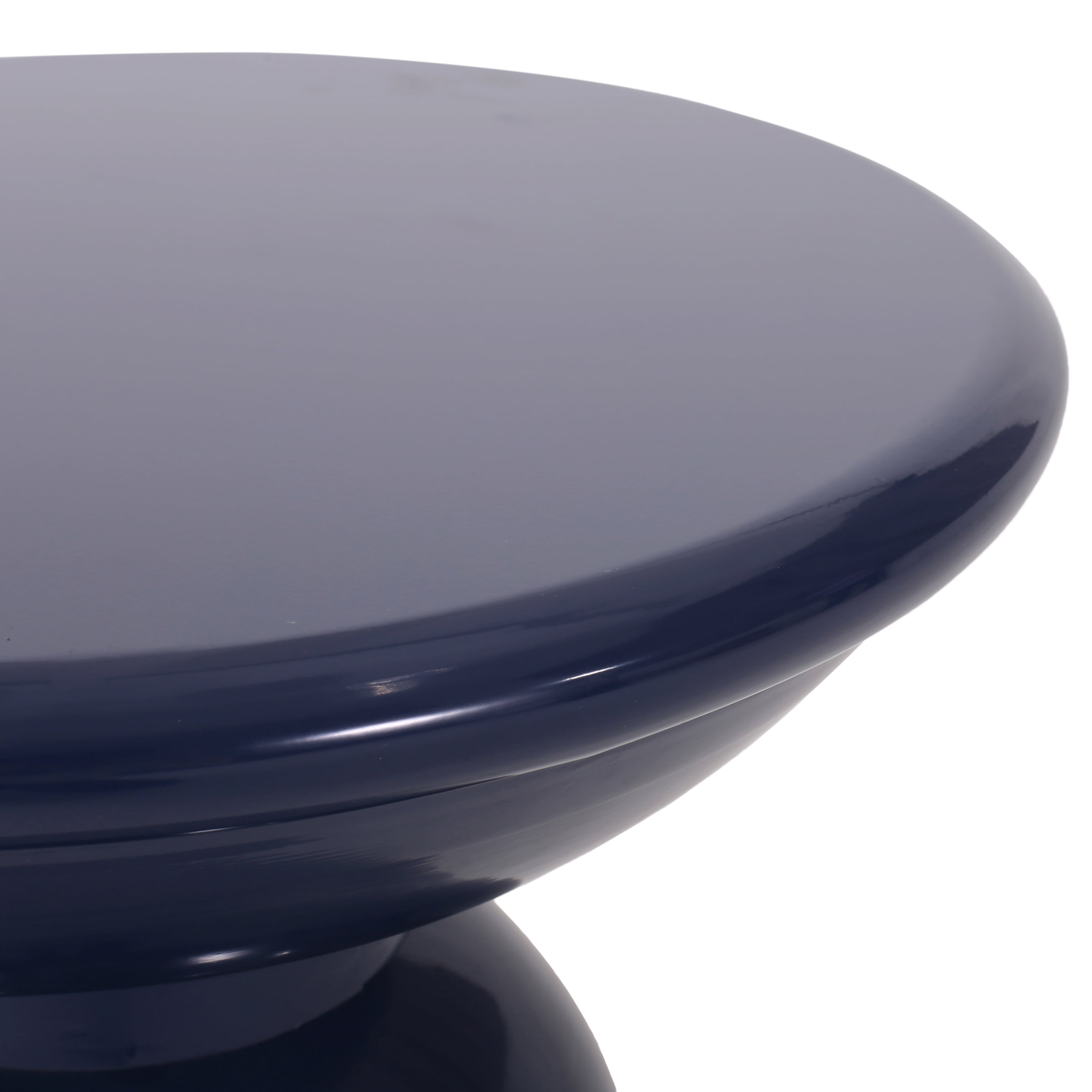 Outdoor Large Pedestal Side Table, Metal Frame Accent Table for Patio Garden, Navy Blue