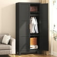 thumbnail image 3 of Metal Wardrobe Cabinet with Hanging Rod, 71" Wardrobe Closet with 2 Doors and Adjustable Shelves, Black Armoire Wardrobe Closet for Bedroom, Laundry Room Assembly Required (71" H-1, Black), 3 of 9
