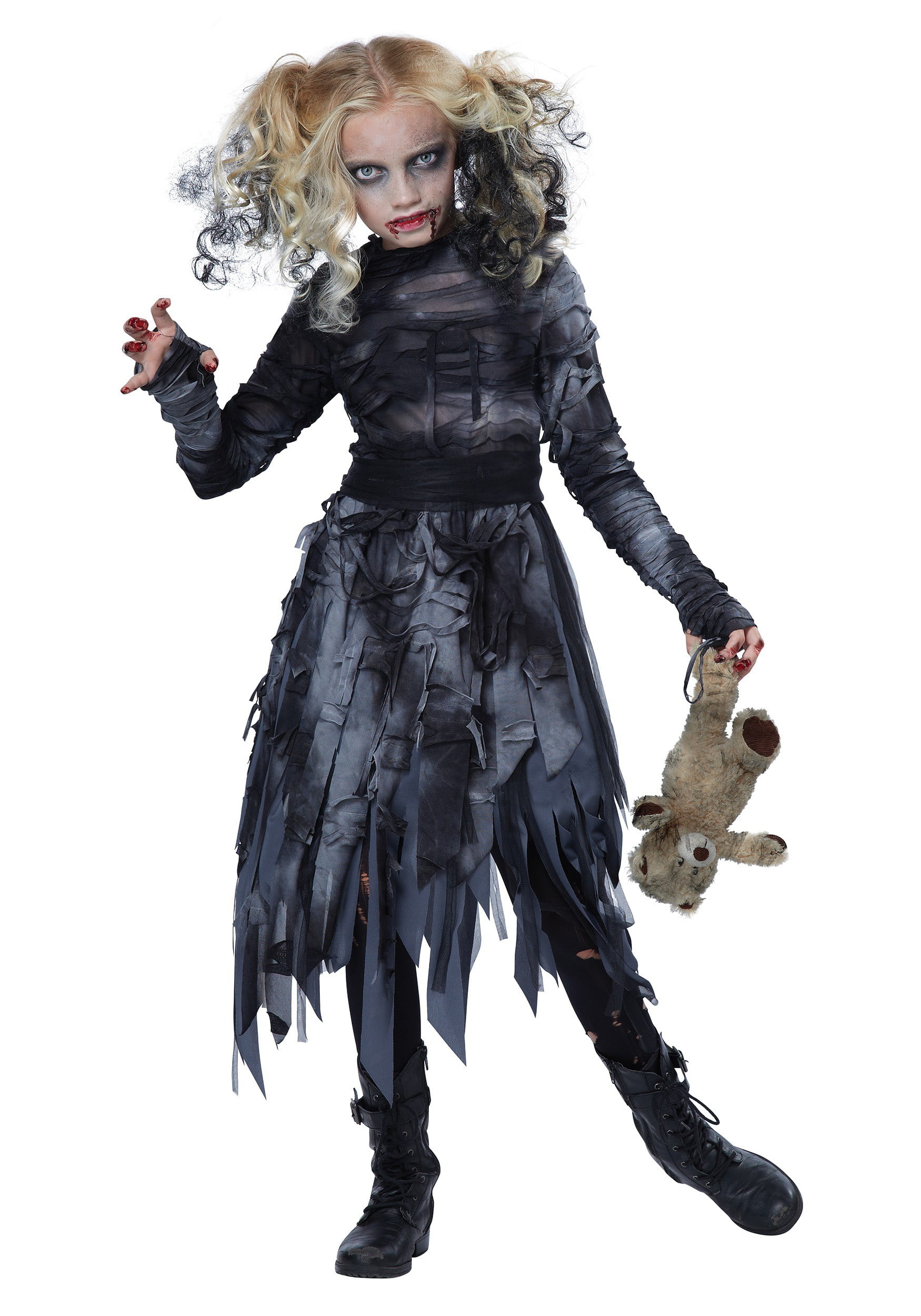 Kids Girls Boys Halloween Costume Skeleton Grim Reaper Zombie Fancy Dress Outfit 