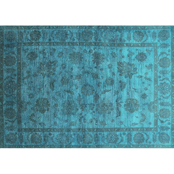 Ahgly Company Indoor Rectangle Oriental Turquoise Blue Industrial Area Rugs, 2' x 4'