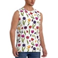 thumbnail image 2 of Uemuo Tulips Flowers Pattern Men's Sleeveless T-Shirt,Muscle Athletic Tank Top, Moisture-wicking Quick-dry Breathable Classic Tee Top for Gym Run Outdoor Sports-Small, 2 of 8