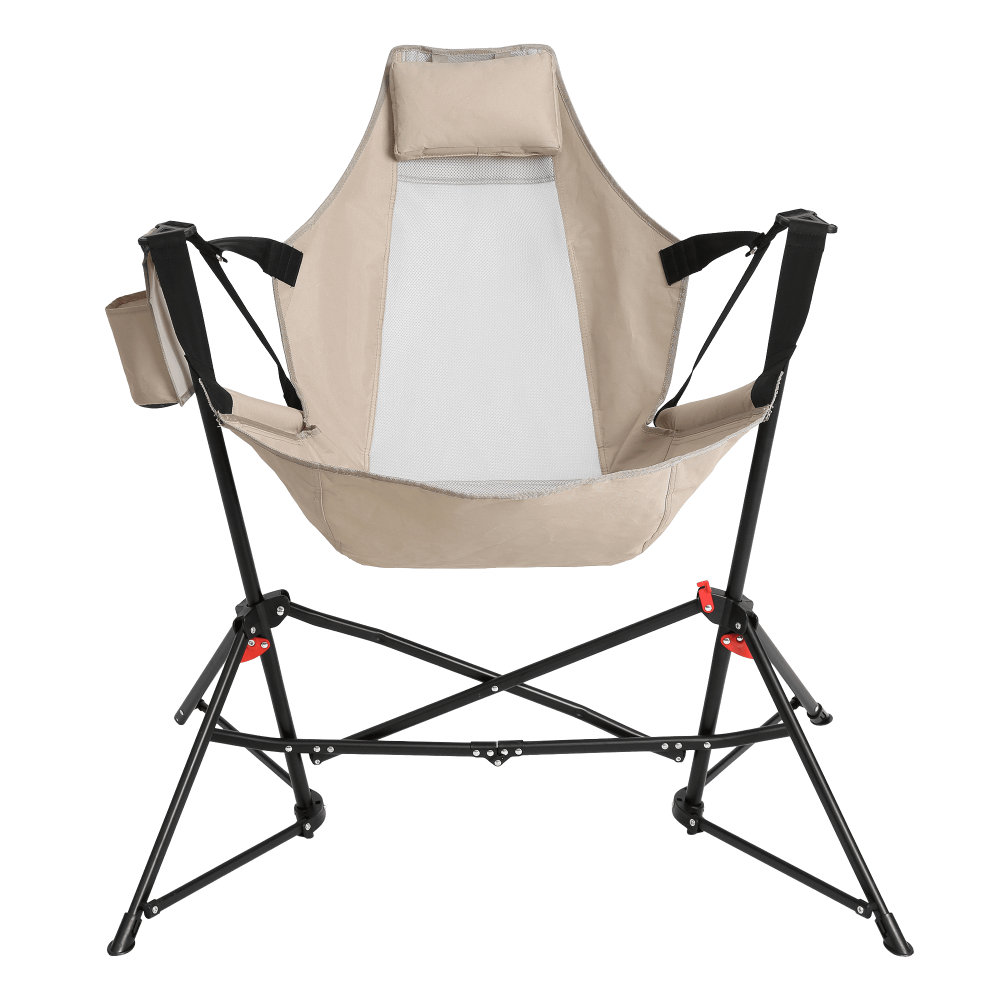Leumius Hammock Camping Chair,Oversized Folding Camping Chair with Pillow Cup Holder, Recliner with Carry Bag for Outdoor Travel Lawn Backyard,Khaki