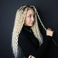 thumbnail image 3 of Bright Blonde Wig Deep Wavy Braided Hair Extensions High Temperature Silk Boho Knotless Braids for Women, 3 of 8