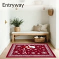 thumbnail image 3 of ODIKA 6'x9' Machine Washable Non-Slip Area Rug, Jolly Snowman Wonderland Festive Welcome High Traffic Rug with Pad, Red, 610314, 3 of 8