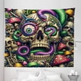 thumbnail image 3 of Ambesonne Trippy Tapestry King Size, Huddle Spooky Snake Skulls, 104"x88", Green Purple Pale Khaki, 3 of 3