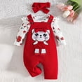 thumbnail image 2 of masbird Baby Girl Clothes 0 3 6 9 12 18 24 Months Outfits Long Sleeve Knitted Romper & Heart Pants Fall Winter 3Pcs,Red,3-6 M, 2 of 9