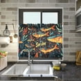 thumbnail image 4 of Yayeee Kitchen Curtains Tier Pair Light Filtering 27"x36" Rod Pocket Short Cafe Window Panel, Black Sardines Pattern, 4 of 7