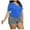 Blue, variant on Timegard Plus Size Tops for Women Summer Casual Side Split V Neck Fitting Comfy Blouse Short Sleeve Tee