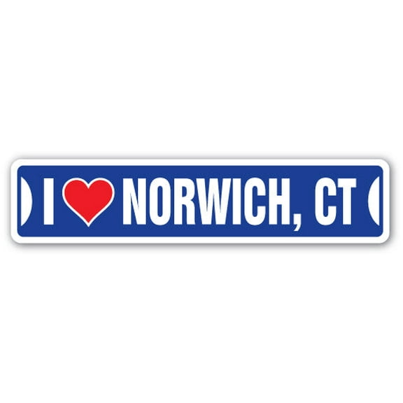 I LOVE NORWICH CONNECTICUT Street Sign ct city state us wall road décor gift