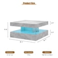 thumbnail image 2 of Hironpal Gray LED Coffee Table for Living Room,31" Living Room Center Table,2-Tier Square Modern Table with Storage,Gray, 2 of 6