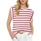 thumbnail image 1 of Camiseta Sin Mangas Informal de Verano para Mujer, Rayas Rojas, Talla L, 1 of 6