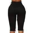 thumbnail image 4 of JDinms Womens Denim Distressed Shorts Knee Length Stretch Ripped Short Jeans, 4 of 4