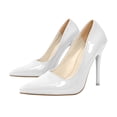 thumbnail image 3 of Viluyesy Women's Patent Leather Pumps Stiletto Pointed Toe High Heels Dressy Slip On Comfortable Work Party Wedding White Size 7, 3 of 10