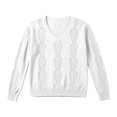 thumbnail image 5 of Edvintorg V Neck Sweaters for Women Plus Size Long Sleeve Casual Lightweight Knit Sweater Womens Clothing White M, 5 of 7