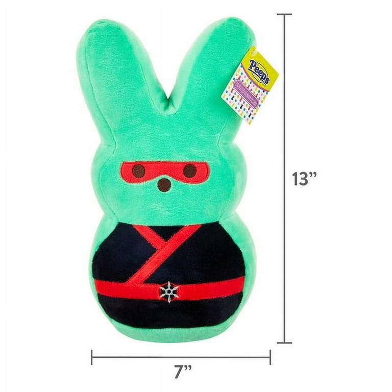 Peeps 13 Inch Plush Bunny Stuffed Animal Toy, Green Ninja