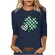 thumbnail image 3 of TaTaai Women Crew Neck 3/4 Sleeve St. Patrick's Print Black Loose Top Casual T-Shirt Ladies Spring Gathering Wear Lightweight Breathable Non-See-Through No Fading Top Gift, 3 of 7