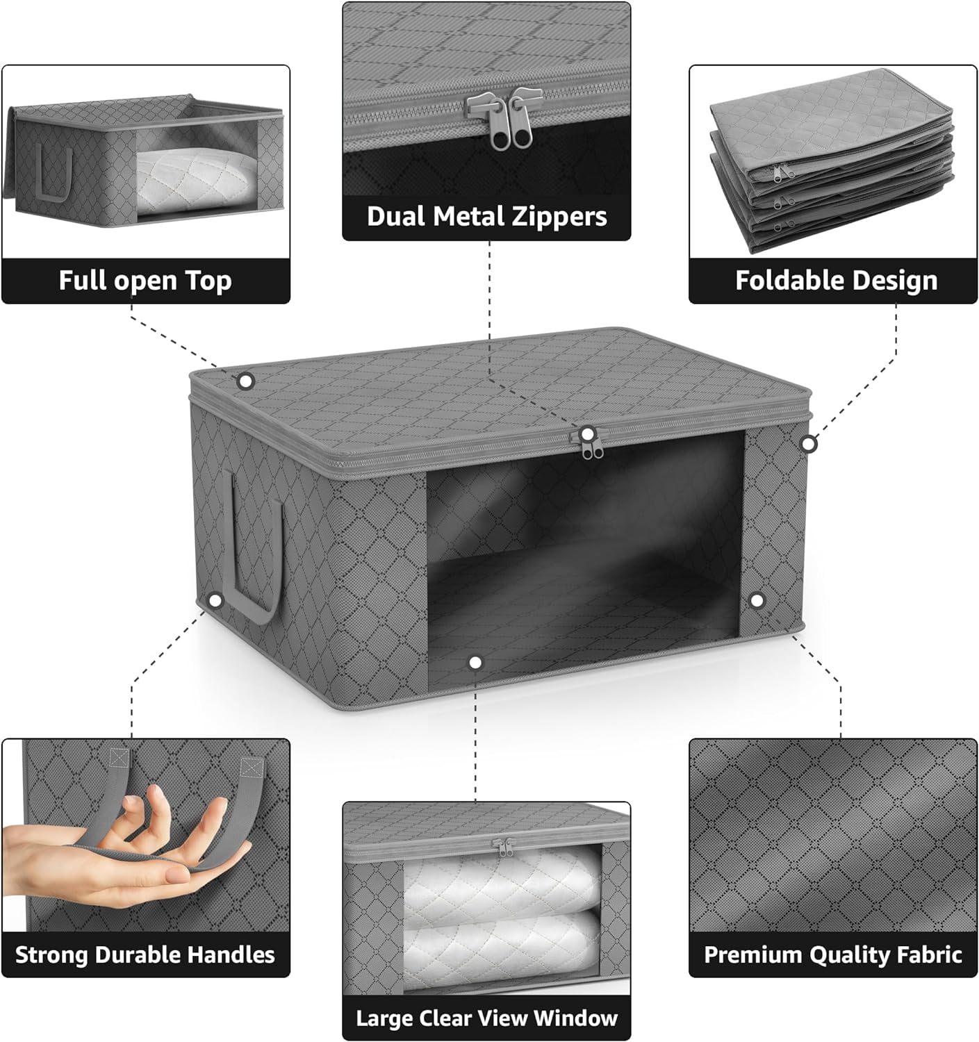 Sorbus Medium Clothes Storage Bag, Foldable with Clear Window, Lids, and Handles, for Bedroom, Closet Organization
