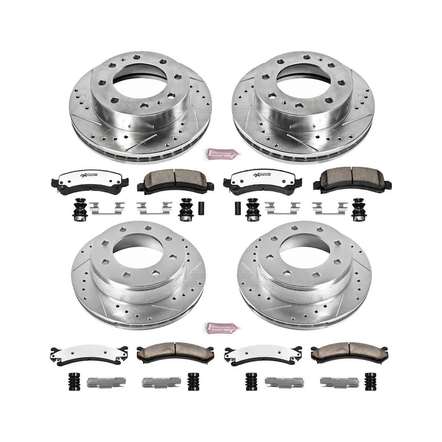 PowerStop Front and Rear Z36 Truck & Tow Carbon-Fiber Ceramic Brake Pad and Drilled and Slotted Rotor Kit Fits: CHEVROLET GMC Select Models K2072-36