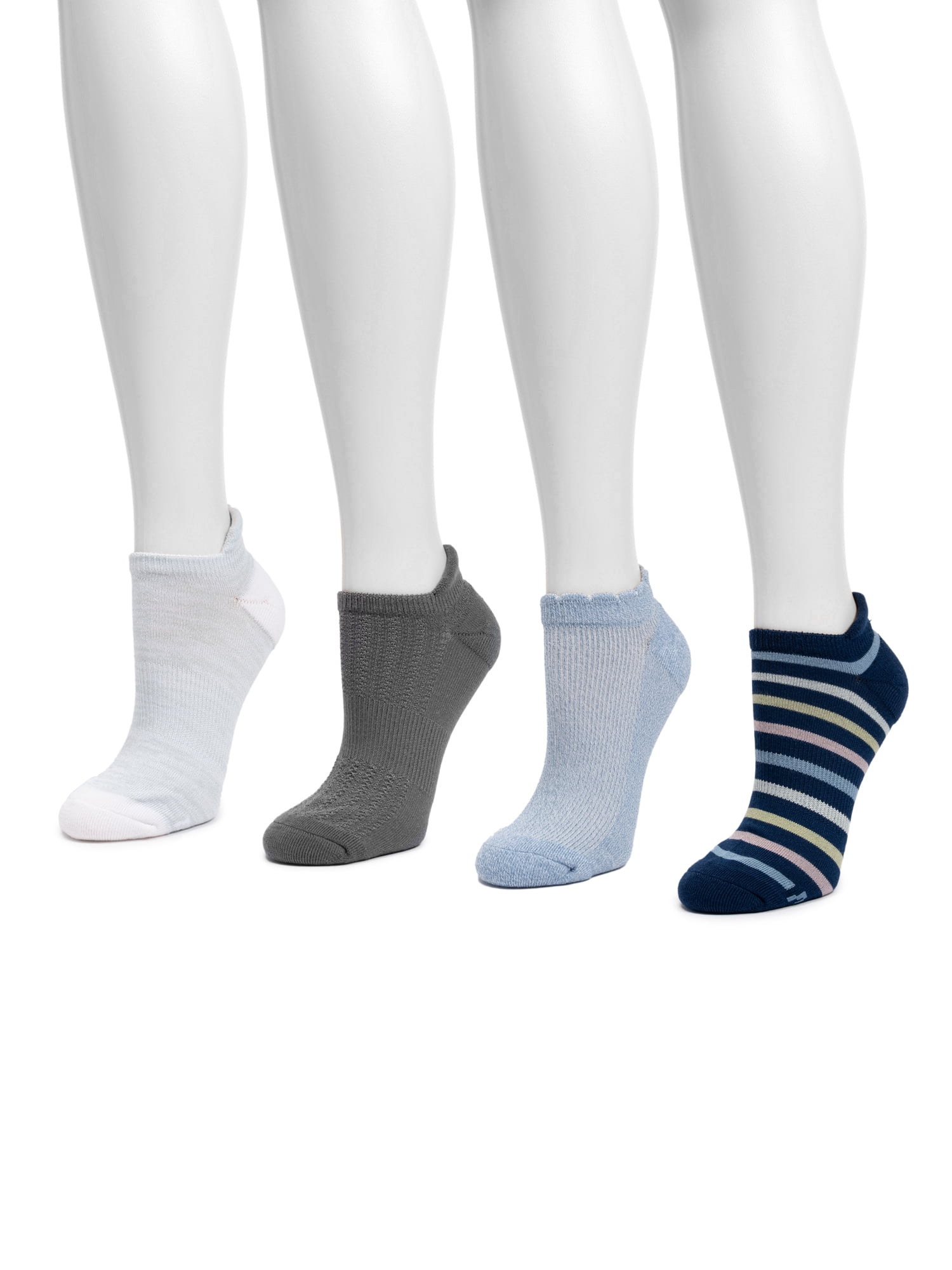 MUK LUKS Women's Dream Step Low-Cut Ankle Socks, 4-Pack, OSFM