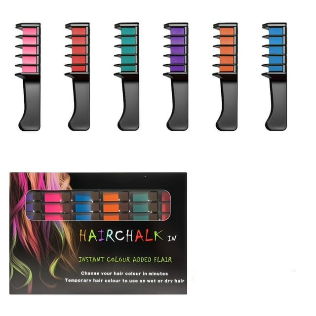 Festive Fun Washable Temporary Hair Color Combs 10-Color Set, Tangle-Free Instant Hair Chalk for Kids & Adults Birthday Party, Safe & Easy Diy Hair Dye Kit, 1-Pack