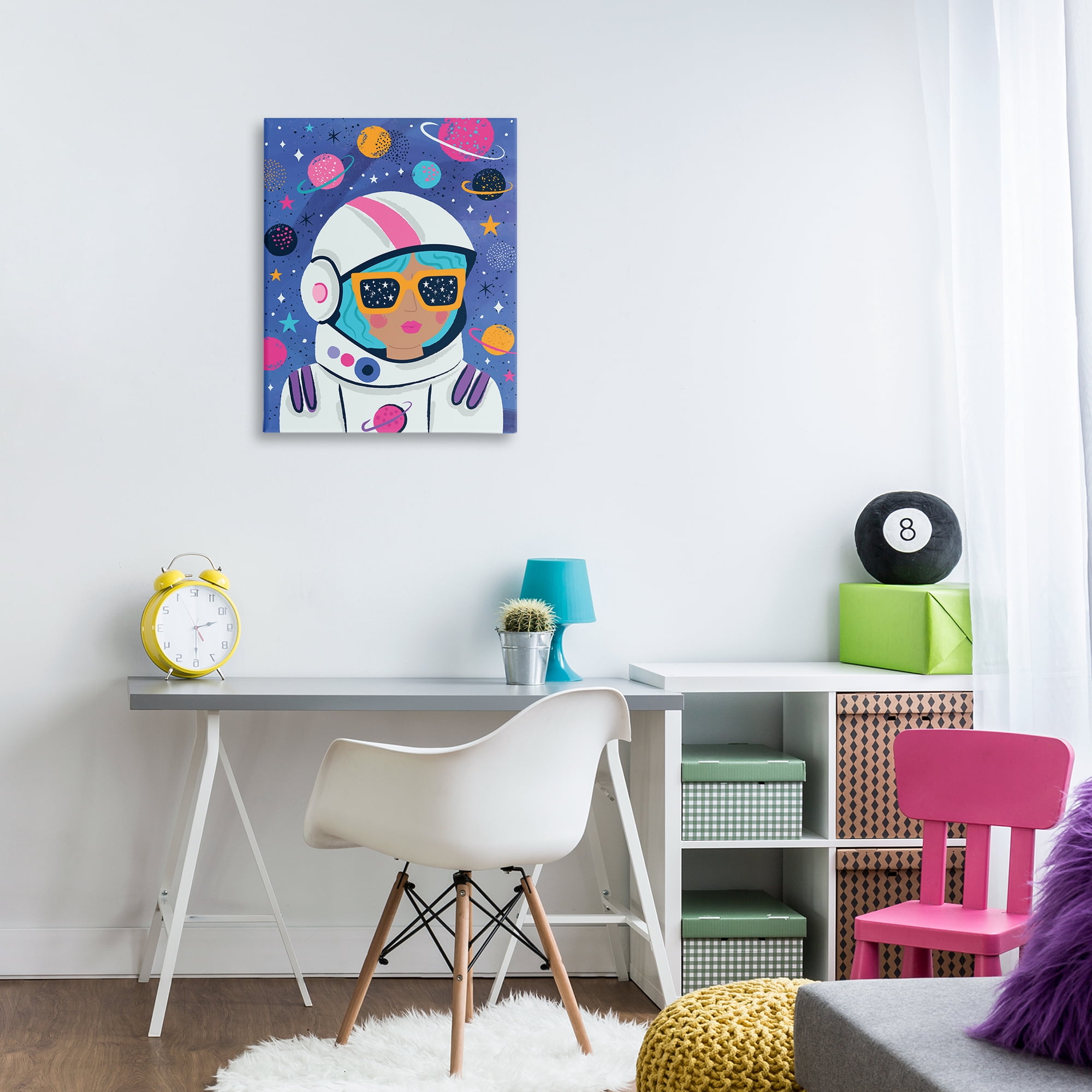 Stupell Industries Astronaut Gal in Space Astrology & Stars Painting Wrapped Canvas Art Print Wall Art, 24 x 30