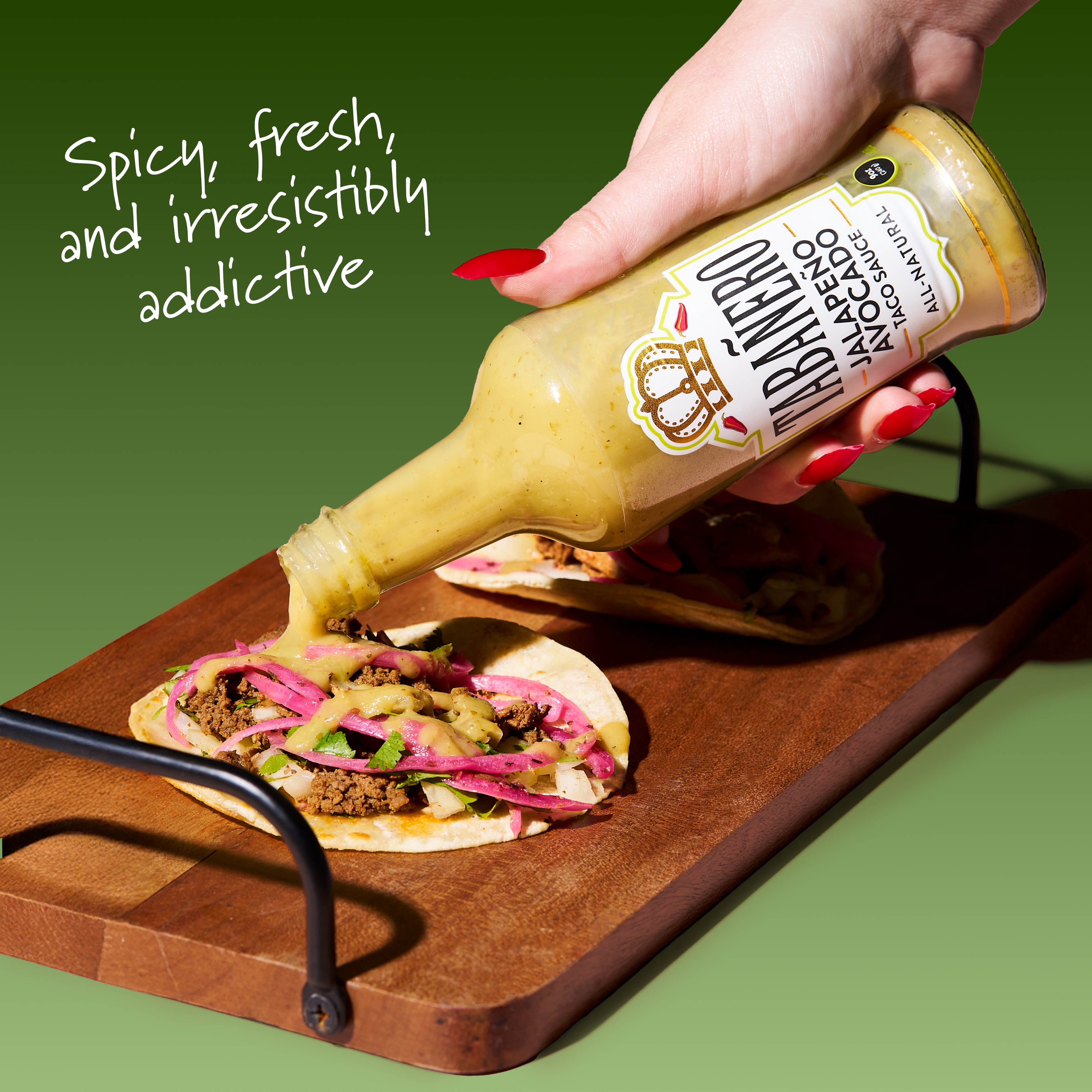 (3 pack) Tabanero Jalapeno Avocado Taco Sauce - 9 oz Glass Bottle