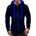 thumbnail image 2 of ZRGHAOYLQ Full Zip Hoodies for Men Workout Slim Fit Hooded Sweatshirt Athletic Moisture Wicking Hoodie Casual Lightweight Sweatshirts with Pockets Blue XXL, 2 of 5