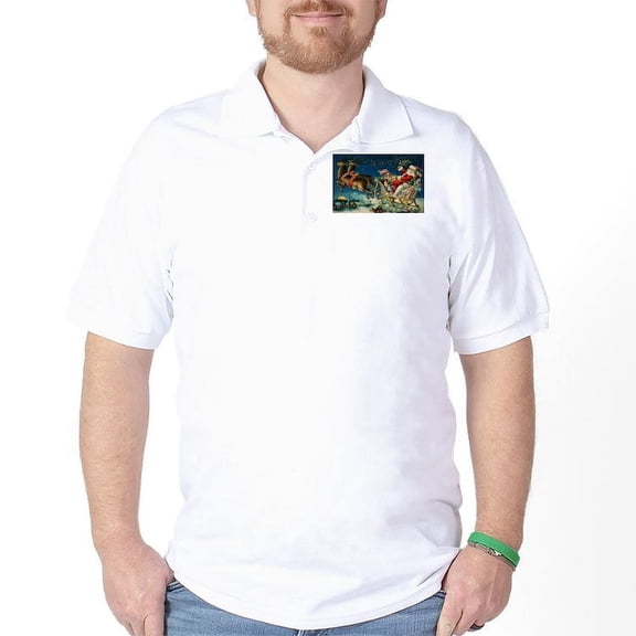 CafePress - Vintage Santa Sleigh Golf Shirt - Golf Shirt, Pique Knit Golf Polo